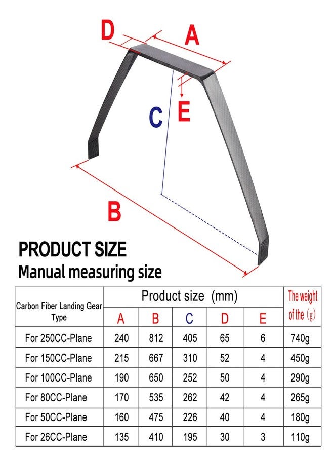 معدات هبوط من ألياف الكربون من ZYHOBBY لمحركات Sbach 30cc و Yak 26cc، أبعادها 135×410×195×30 مم - الشحن من كاليفورنيا - Image 3